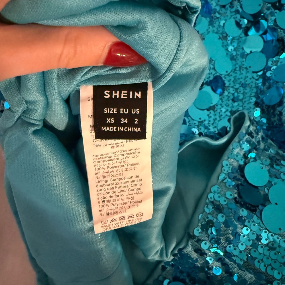 Turquoise Sequin Mini Dress - Picture 5 of 5